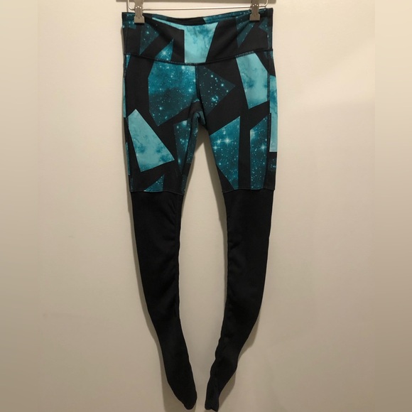 Alo Yoga Goddess Ribbed Ruched Geo Legging Island Green Space / Black Size XS - Picture 11 of 12